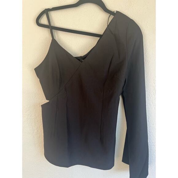 Anthropologie Endless Rose Woman Black One Shoulder Long Bell Sleeve Top… - Picture 2 of 6